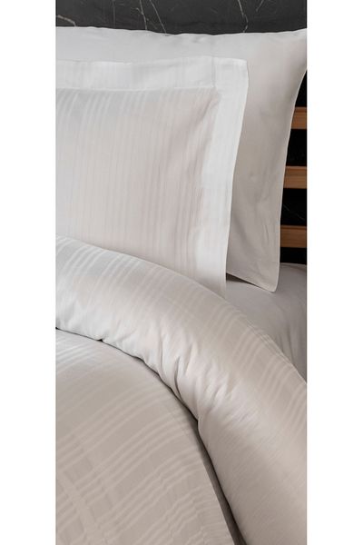 mevababy Set cuvertură dublă din satin de bumbac Ecosse Stripe - maro (6 bucăți)