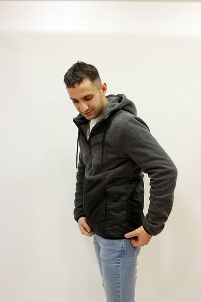 Cazador Jazz 5116 Hooded MICRO Detailed Men's Fleece Cardigan Ant.Melange