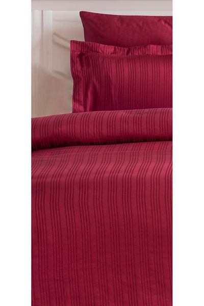mevababy Ecosse Stripe Cotton Satin Double Duvet Cover Set-Brown (6 pieces)