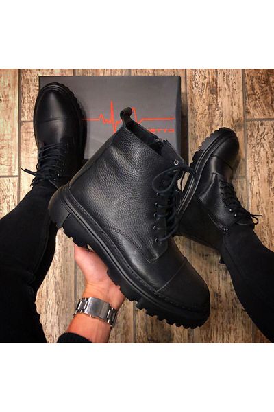 Martinetto GENUINE LEATHER BLACK DAILY EVA SOLE BOOTS WITH ZIPPER