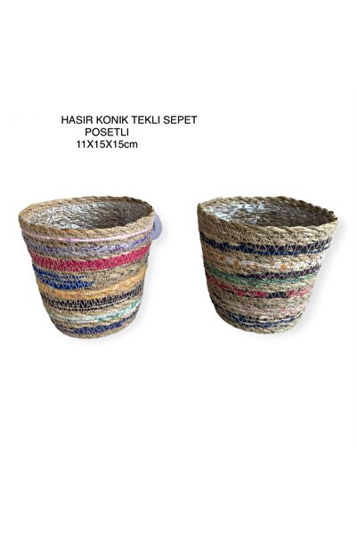 Amentes hasır sepet posetli saksı 11x11x15cm ölçülerde