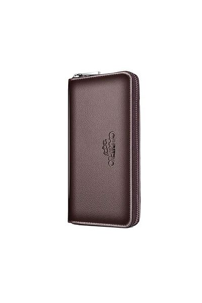 baellerry Men's Leather Zippered Long Wallet