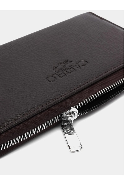 baellerry Men's Leather Zippered Long Wallet