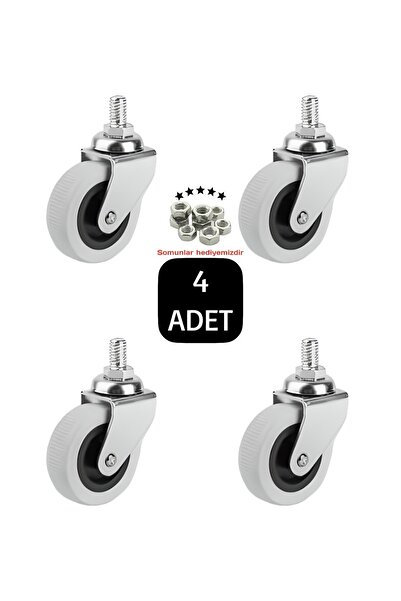 BlackBird Home Döner Vidalı 50'lik Bilyalı Masa Dolap Sehpa Mobilya Tekeri 4 Adet