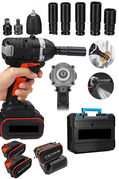 MOONSHOP Japan Teknoloji Darbeli Kömürsüz 12v Vf Motor Çift Akülü Şarjlı Somu...