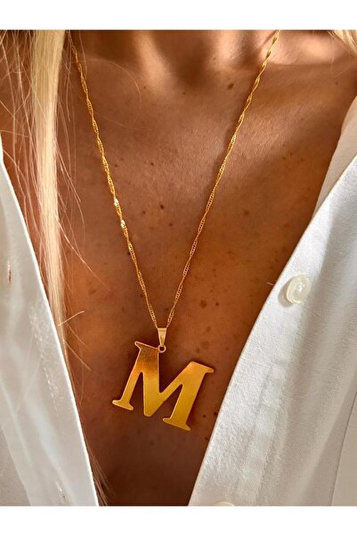 Rossetto Atelier Altın Kaplama Tasarım M Harfli Uzun Kolye