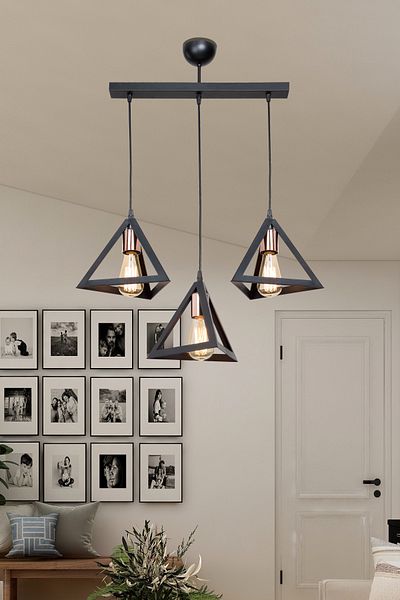 AG LightDesign Chandelier Black Pendant Lamp - Bedroom, Living Room, Kitchen, Hallway Lamp