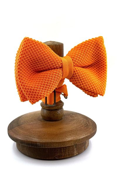 Kravatkolik Orange Plain Knitted Bow Tie Knit148