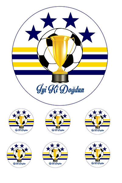 Pasta9 Yenilebilir Pasta Resmi Futbol-2 Modeli 6-8-10 Kişilik Pastaya Uygun