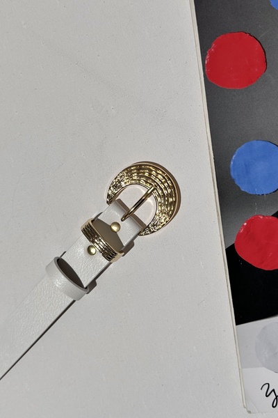 LİA KEMER Curea cu cataramă aurie în relief pentru femei, curea pentru talie,...