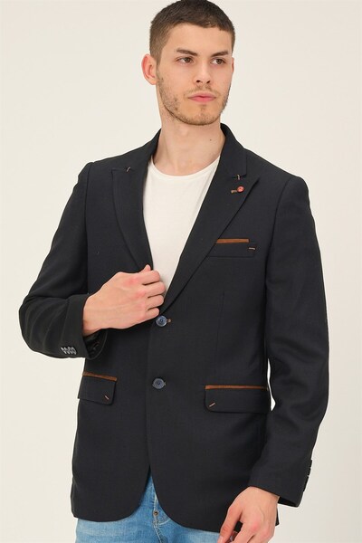 Dewberry C9058 Men's Jacket-Patterned Navy Blue