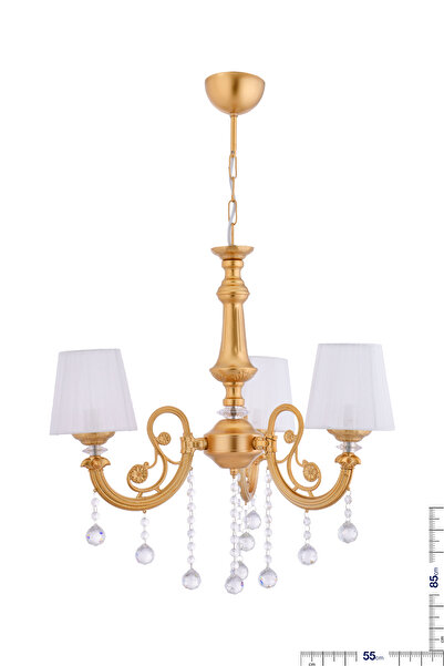 Genel Markalar Turna 3 Lü Beyaz Şapkalı Lüx Avize (gold)