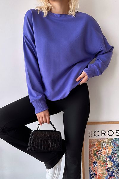 LACHT Hanorac de bază de lux oversize violet pentru damă