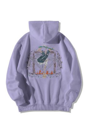 Scrovtie Lila Kad n Erkek Oversize Kap onlu Kanguru Cepli Thrasher Bask l Sweatshirt Hoodie Fiyat Yorumlar Trendyol