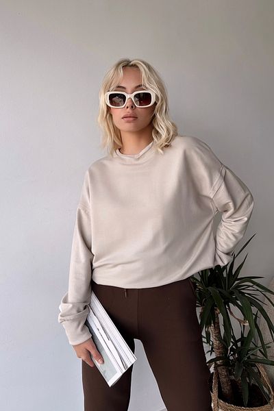 LACHT Γυναικεία Μπεζ Oversize Luxury Basic φούτερ