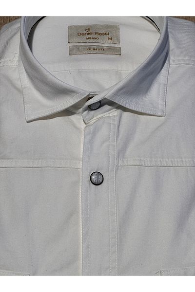 Daniel Bessi Μακρυμάνικο Slim Fit Πτυσσόμενο μανίκι 100% βαμβακερό διπλό κάλυμμα με τσέπη που κλείνει με κουμπωτό πουκάμισο casual