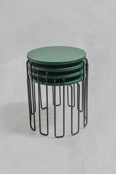 Veys Sehpa SİYAH AYAK - 4 LÜ ALYANS ZİGON SEHPA - YEŞİL