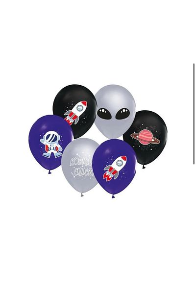 Çemrek Süs Parti Space Printed Balloon 10 Pieces 12 inches