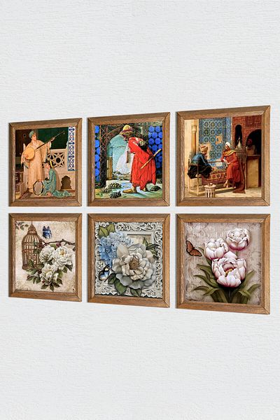 Pinecone Turtle Trainer, Two Musicians Girls, Chess, Butterfly Flower Stone Table Framed Wall Decor