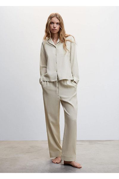 MANGO Woman Pyjamahemd aus Leinen