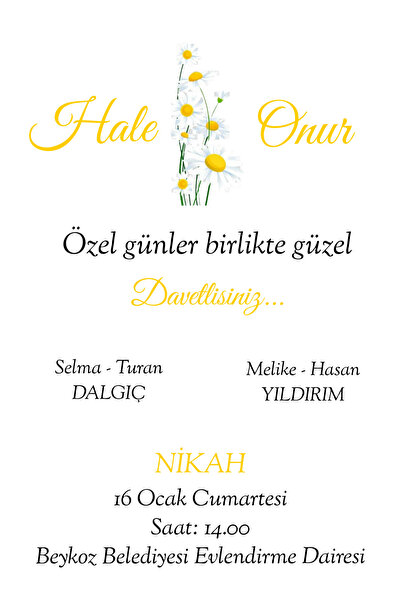 Belinay Bulutay Düğün Davetiyesi 119 04 (1000 Adet)
