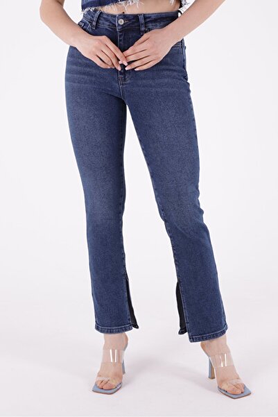 RICHMOST بنطلون جينز نسائي عادي/أساسي من قماش الدنيم باللون الأزرق الداكن مع ...