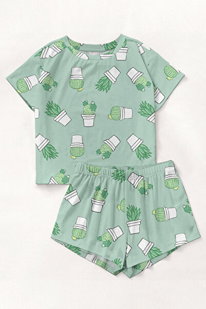 PEMBİŞ HOMEWEAR Σετ πιτζάμες με κοντομάνικο σορτς Plants Supersoft Basic Sing...