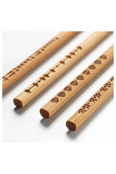 IKEA 4 Pairs Bamboo Chopstick Length: 24 cm Ikea Japanese Chinese Food Patterned Sushi Stick