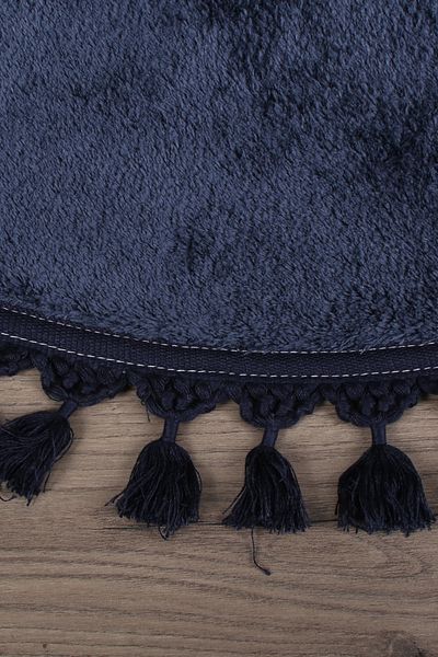 Bonny Home Χαλαρώστε Navy Blue Στρογγυλό 120x120 cm Χαλάκι μπάνιου με κρόσσια Pompom που πλένεται στο πλυντήριο