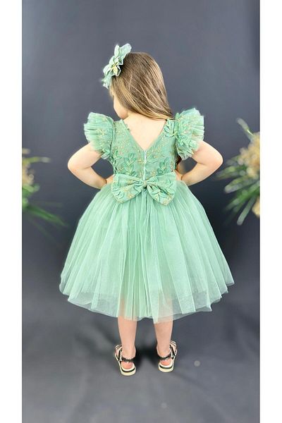 Fatma Kına Fenomen Kids layered tulle children's evening dress with flower