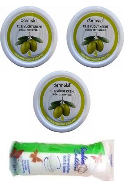 Dermokil Olive Oil Hand Cream - 3x220 ml + Makeup Cotton