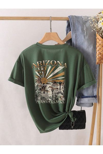 MOONBULL Unisex Arizona Back Printed Oversize T-shirt