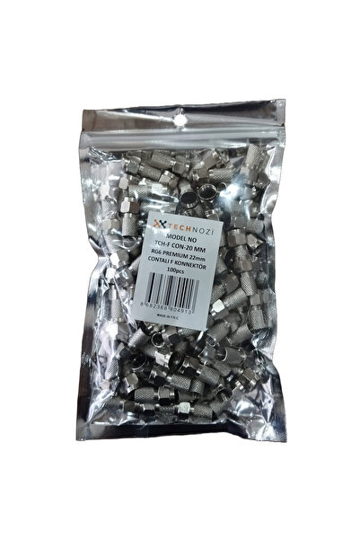 technozi Contalı F Konnektör Rg6 Premium 22mm (100Adet)