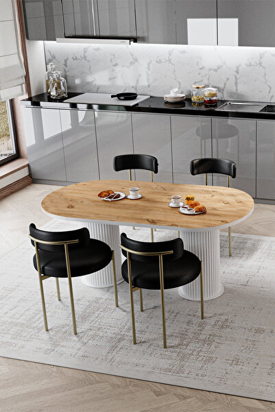 AVVİO Rita Beyaz Bohem Ayak 80x140 Yemek Masası & Mutfak Masası & Salon Masas...