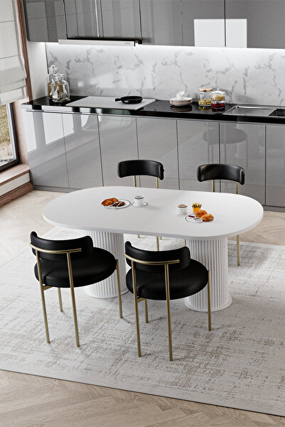 AVVİO Rita Beyaz Bohem Ayak 80x160 Yemek Masası & Mutfak Masası & Salon Masas...