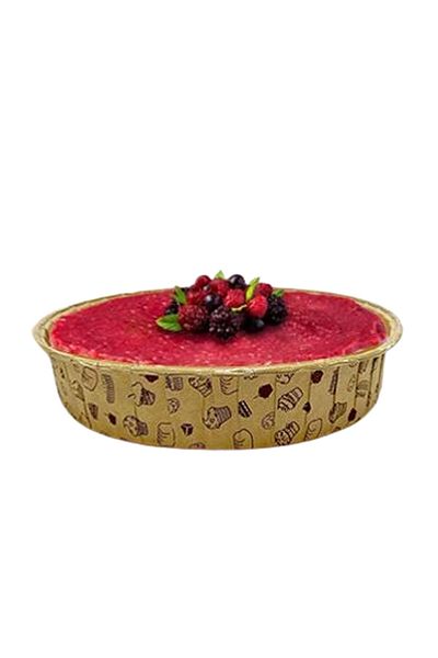 Trend Hediye Sepeti 25-Piece Round Kraft Cake Patterned Muffin Cake Mold, 17.5x15 cm, Airfryer Compatible
