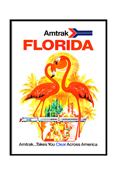 Beril Yamaç Design Studio Amtrak Florida Vintage Dekorativni Poster Reprodukc...