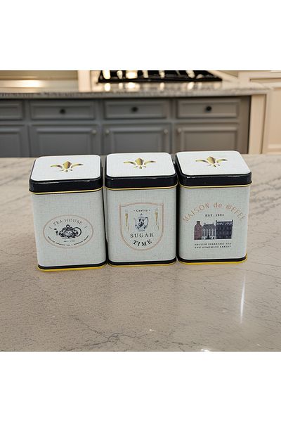 EVLE Erb24v3 Square Metal Storage Container 75x75 Set of 3, Azura