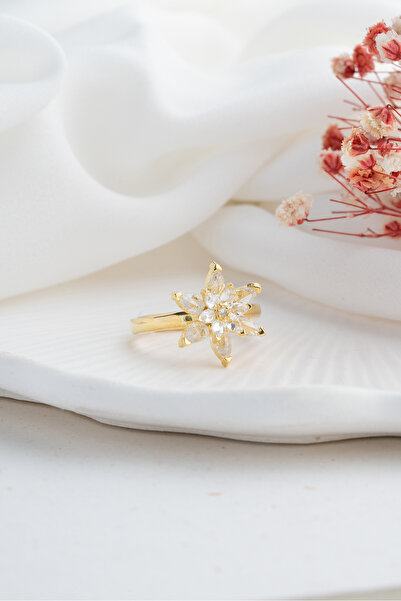 ESSARE 925 Ayar Gümüş Kadın Lotus Çiçeği Ayarlanabilir Yüzük