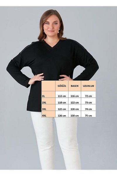 For Big Trend Women's Plus Size Shoulder Stone Detail V Neck Side Slit Stretchy Blouse