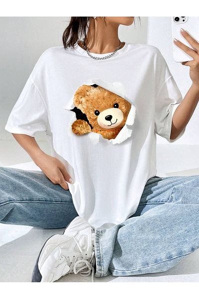 Jose Clothing ΜΠΛΟΥΖΑ UNISEX ΛΕΥΚΗ ΕΚΠΤΩΜΕΝΗ OVERSIZE ΚΟΝΤΟΜΑΝΙΚΗ