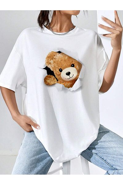 Jose Clothing ΜΠΛΟΥΖΑ UNISEX ΛΕΥΚΗ ΕΚΠΤΩΜΕΝΗ OVERSIZE ΚΟΝΤΟΜΑΝΙΚΗ