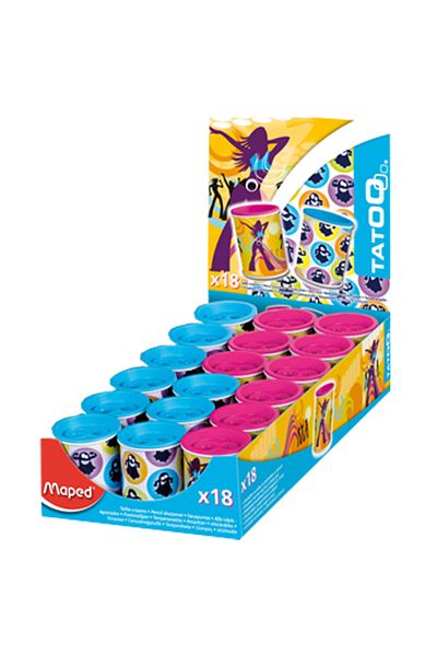 Maped 18 Pack Pencil Sharpener Canette Tatoo Double with Metal Container -044111