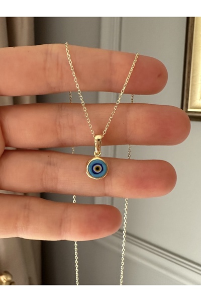 emy by emel luxury silver jewelry Altın Kaplama Mini Nazar Boncuklu Kolye 925...