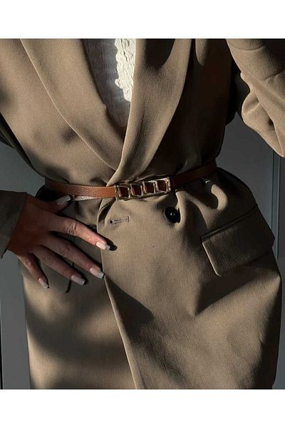 ZR Accessory Basic Women - Παντελόνι, σακάκι και ζώνη ρούχων με λεπτή αλυσίδα