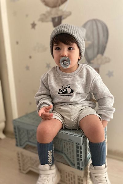 vivimade Sleeper Panda Embroidery Detailed Baby Kids Cotton Sweatshirt