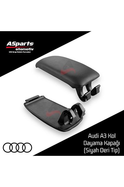 Asparts Armrest Cover For Audi A3 Black Leather Type 2004 - 2012