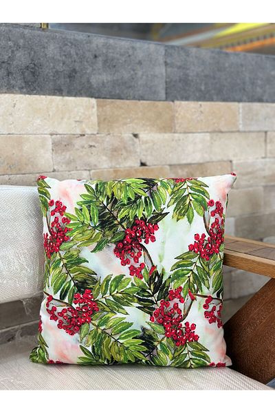 Karam Home Christmas Kokina Pattern Throw Pillow Cover