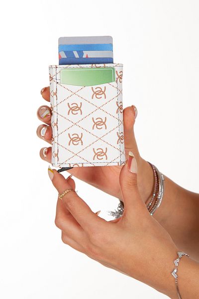 Adelina Bags Black and White Automatic Mechanism Wallet 2 Pieces