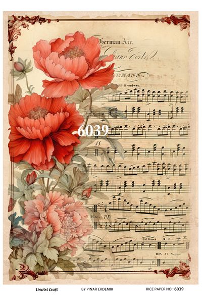 LİNEART Brass Patterned LineArt Decopage Paper - LA-6039